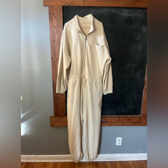 Free people fp movement bright side Cream one piece jumpsuit size L - Picture 5 of 9